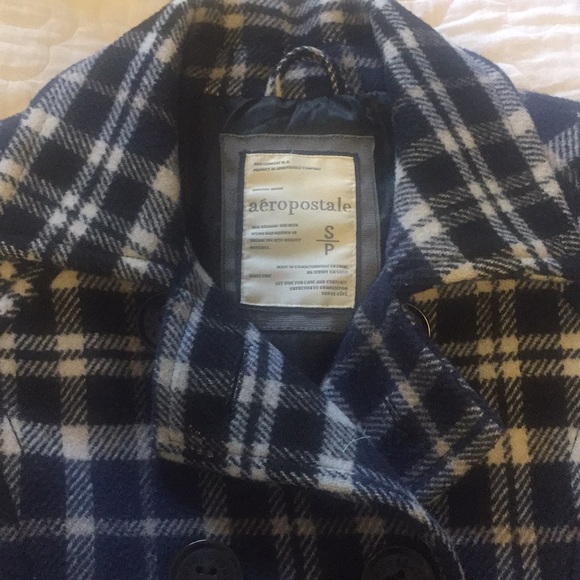 Checkered Plaid Pea Coat - Picture 2 of 6